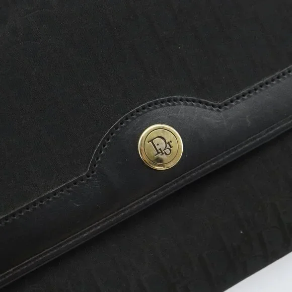 Christian Dior Trotter Canvas Chain Shoulder Bag Black Gold Auth - Picture 10 of 15